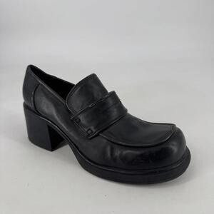 Vintage 90s y2k xhilaration loafers shoes 9.5 black vegan leather chunky goth